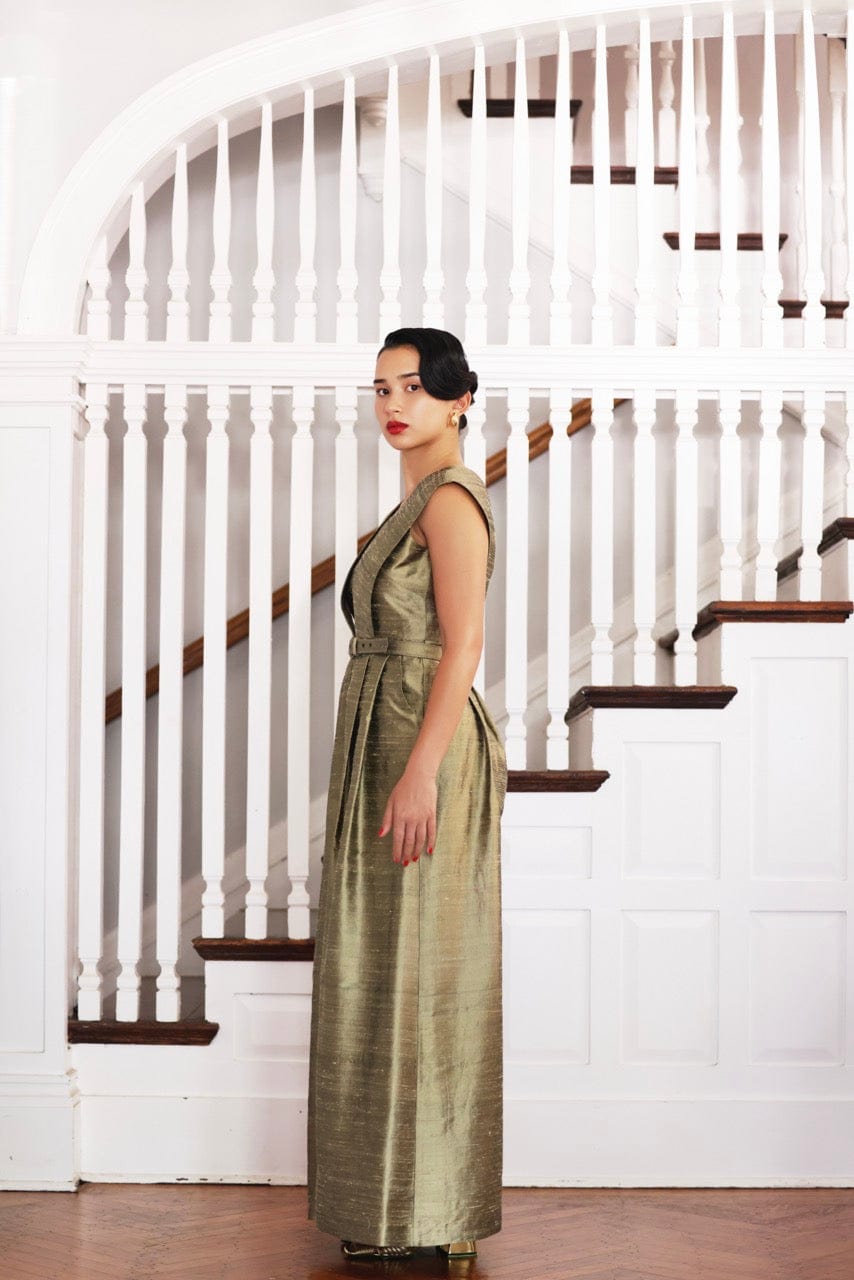 Reva Jumpsuit in Silk Dupioni