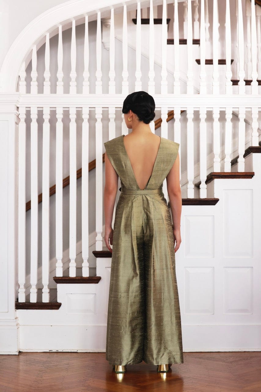 Reva Jumpsuit in Silk Dupioni