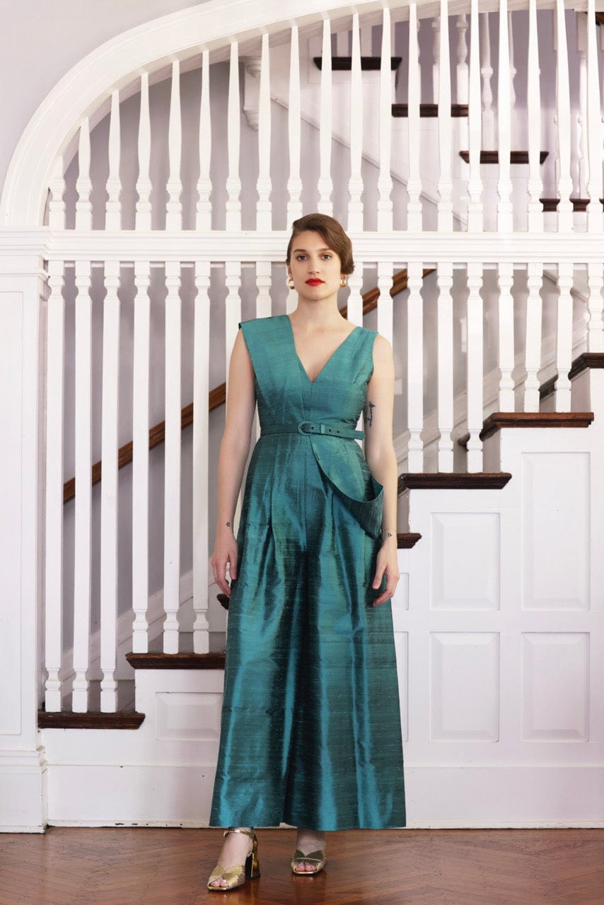 Reva Jumpsuit in Silk Dupioni
