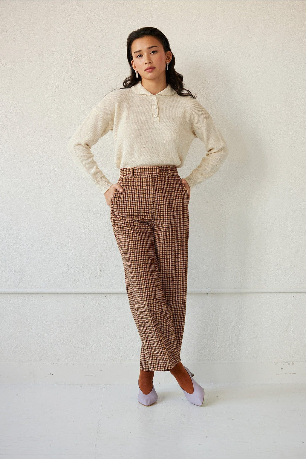 Piper Pant in in Italian Houndstooth Corduroy