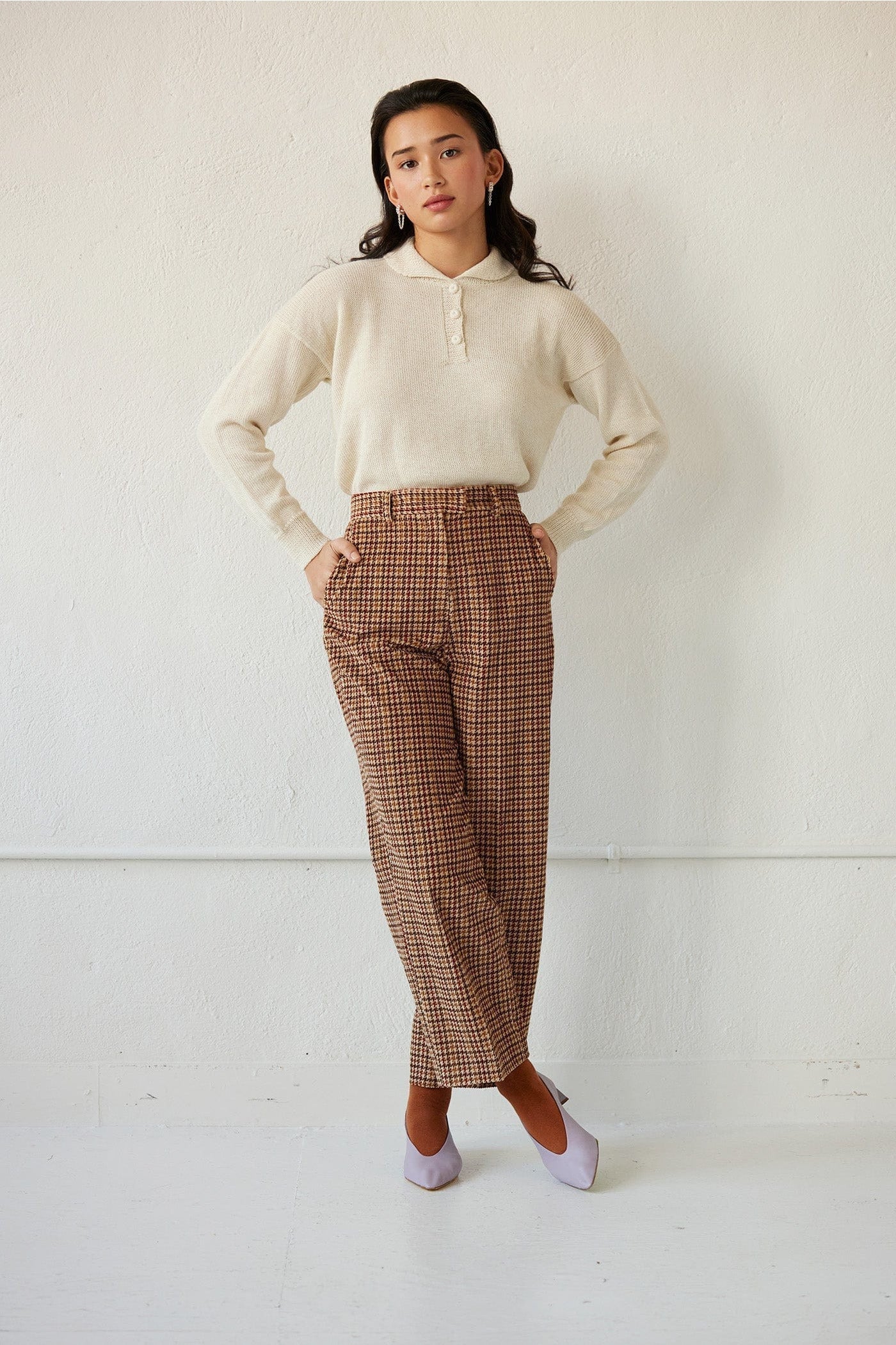 Piper Pant in in Italian Houndstooth Corduroy